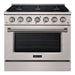 Akicon 36" Slide-in Freestanding Professional Style Gas Range with 5.2 Cu. Ft. Oven, 6 Burners, Convection Fan, Cast Iron Grates. Stainless Steel & Copper - AK-JK36A1-SC