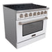 Akicon 36" Slide-in Freestanding Professional Style Gas Range with 5.2 Cu. Ft. Oven, 6 Burners, Convection Fan, Cast Iron Grates. White & Stainless Steel - AK-JK36A1-WS