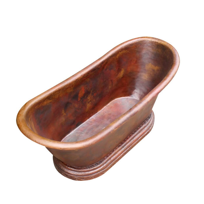 Akicon Copper Double-Slipper Roll-Top Bathtub w/Pedestal - AKB30002-C