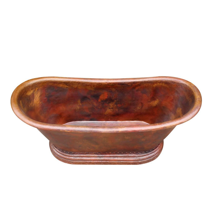 Akicon Copper Double-Slipper Roll-Top Bathtub w/Pedestal - AKB30002-C