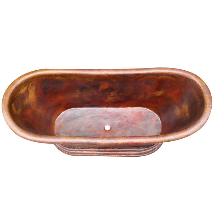 Akicon Copper Double-Slipper Roll-Top Bathtub w/Pedestal - AKB30002-C