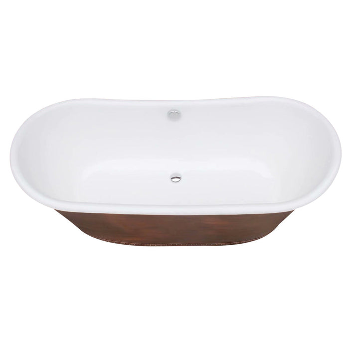 Akicon Copper Double-Slipper Roll-Top Bathtub w/Pedestal AKB70006-C