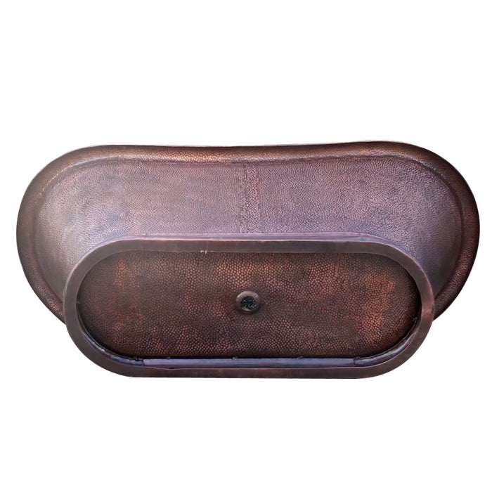 Akicon Copper Double-Slipper Roll-Top Bathtub w/Pedestal - AKB30002-C