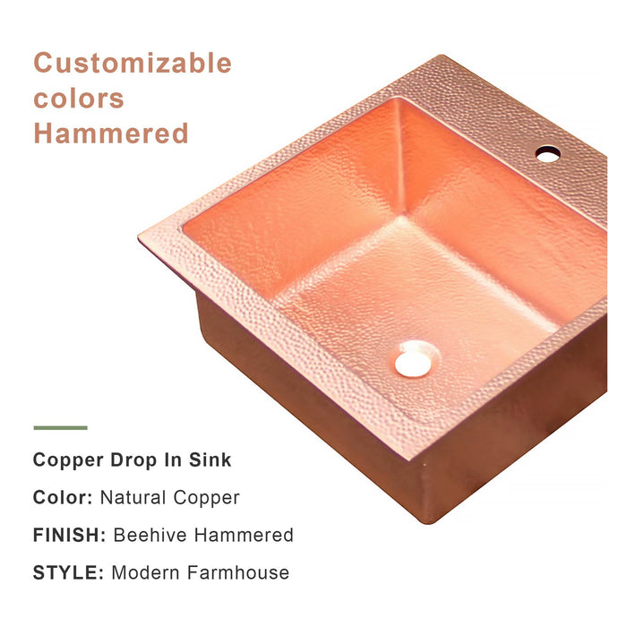 Akicon Single Bowl Drop-In Copper Sink -AKS511-C