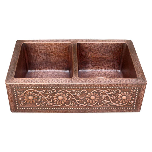 Akicon Double Bowl Farmhouse Apron Copper Kichen Sink - AKS602-C