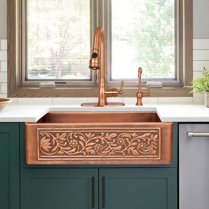 Akicon Single Bowl Farmhouse Apron Copper Kitchen Sink - AKS50065-C