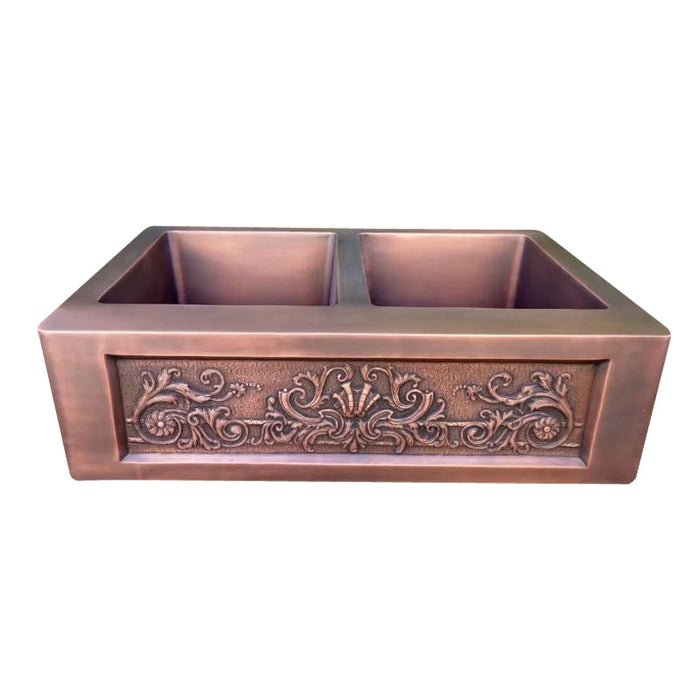 Akicon Double Bowl Farmhouse Apron Copper Kichen Sink - AKS602-C