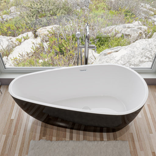 ALFI 59" Oval Black & White Freestanding Acrylic Soaking Bathtub - AB8862