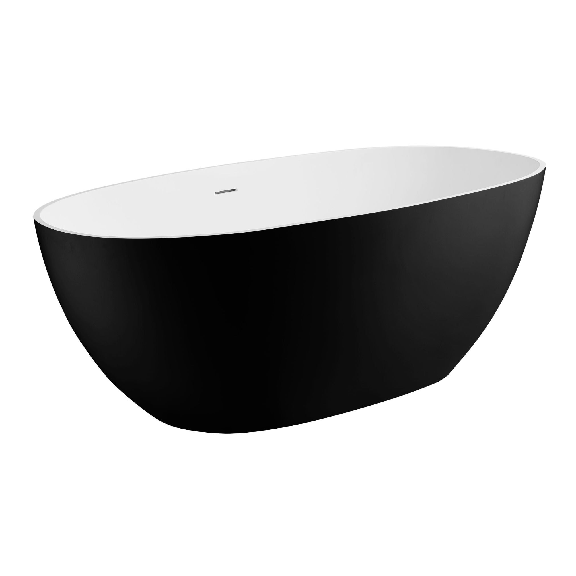 ALFI 59" Black & White Oval Freestanding Resin Bathtub - AB9975BM