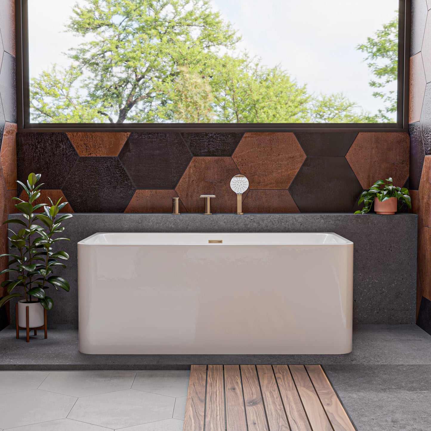 ALFI 59-Inch Rectangular White Freestanding Acrylic Soaking Bathtub AB8858