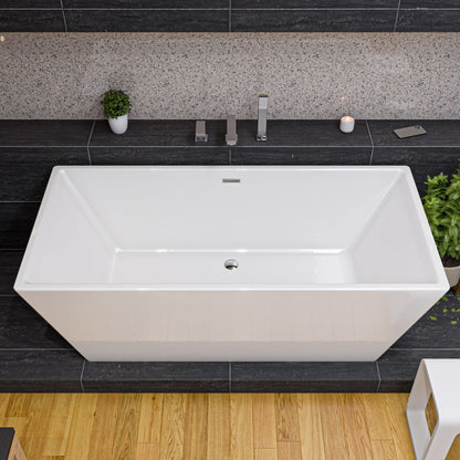 ALFI 67-Inch Rectangular White Freestanding Acrylic Soaking Bathtub  - AB8832