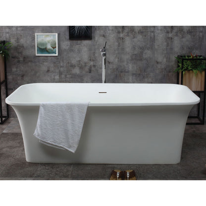 ALFI 67-Inch Rectangular White Solid Surface Freestanding Smooth Resin Soaking Bathtub -  AB9942