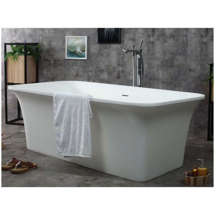 ALFI 67" Rectangular White Solid Freestanding Smooth Resin Soaking Bathtub AB9942