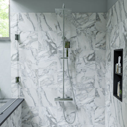 ALFI Polished Chrome Square Style Thermostatic Exposed Shower Set  - AB2862-PC