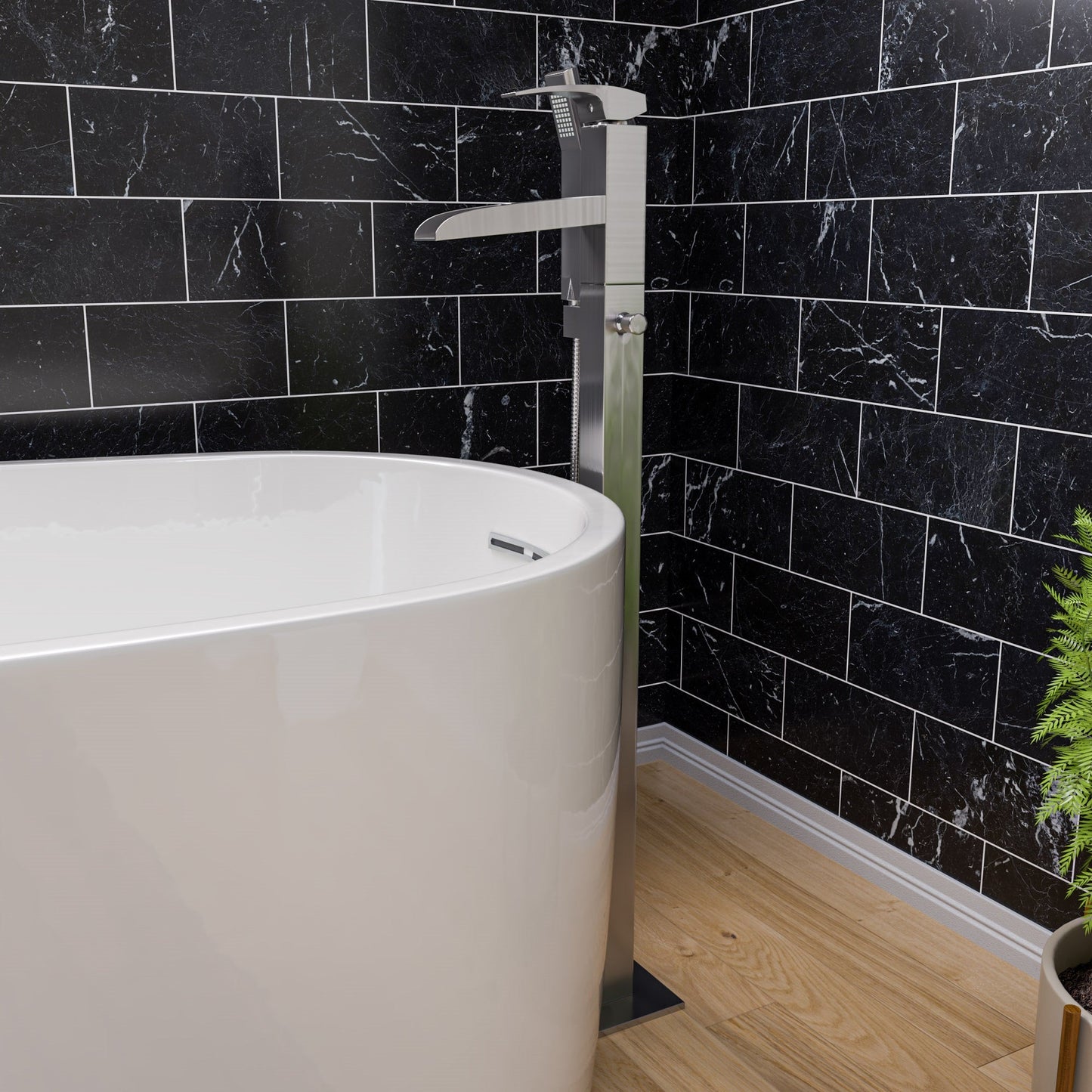 ALFI Single Hole Floor Mounted Waterfall Tub Filler -  AB2843