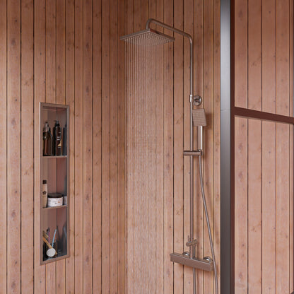 ALFI Square Brushed Nickel Style Thermostatic Exposed Shower Set  - AB2862-BN