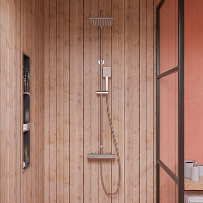 ALFI Square Brushed Nickel Style Thermostatic Exposed Shower Set  - AB2862-BN