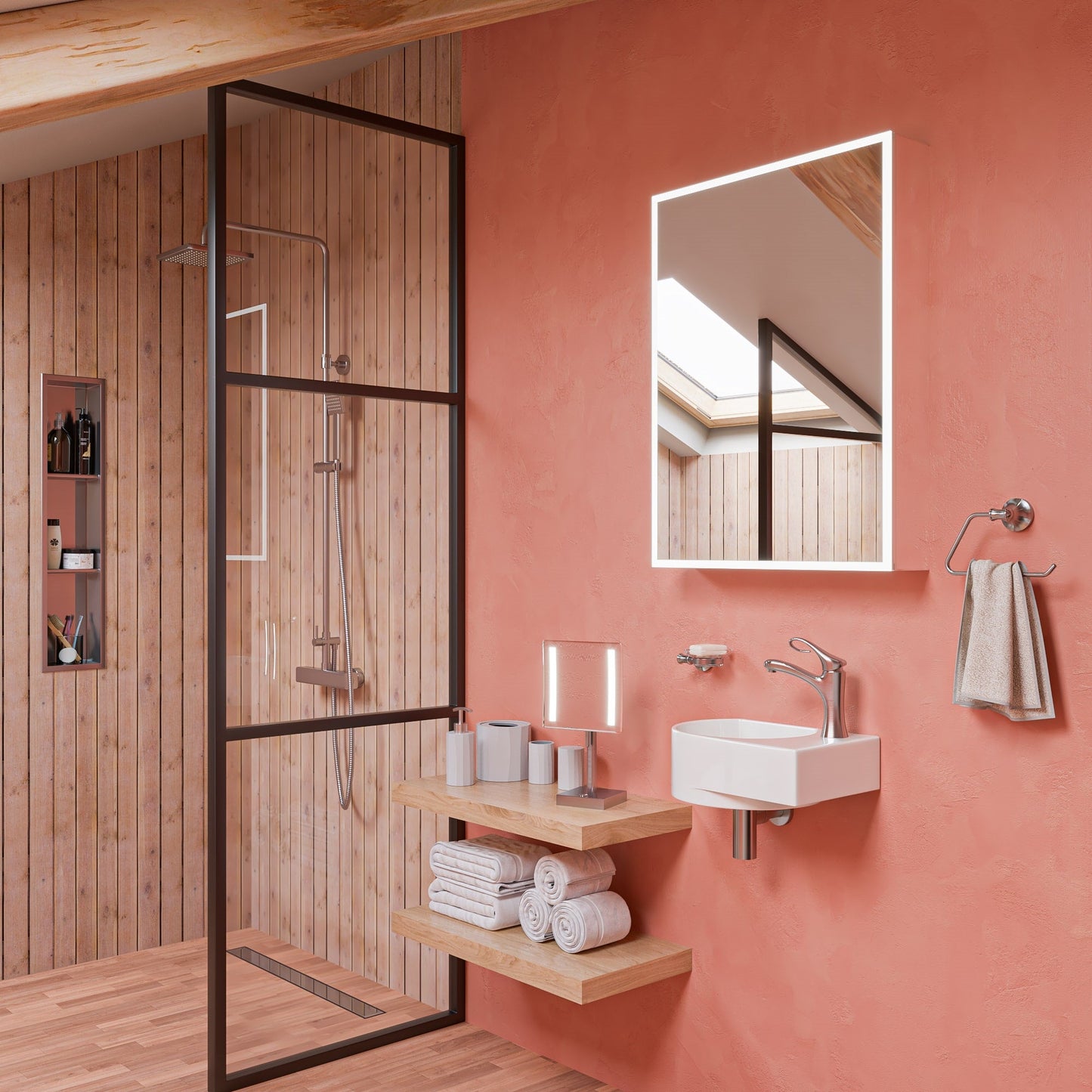 ALFI Square Brushed Nickel Style Thermostatic Exposed Shower Set  - AB2862-BN