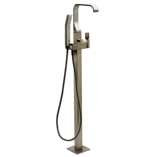 ALFI brands Curved Floor Mounted Tub Filler with Hand Held Shower Head  - AB2180