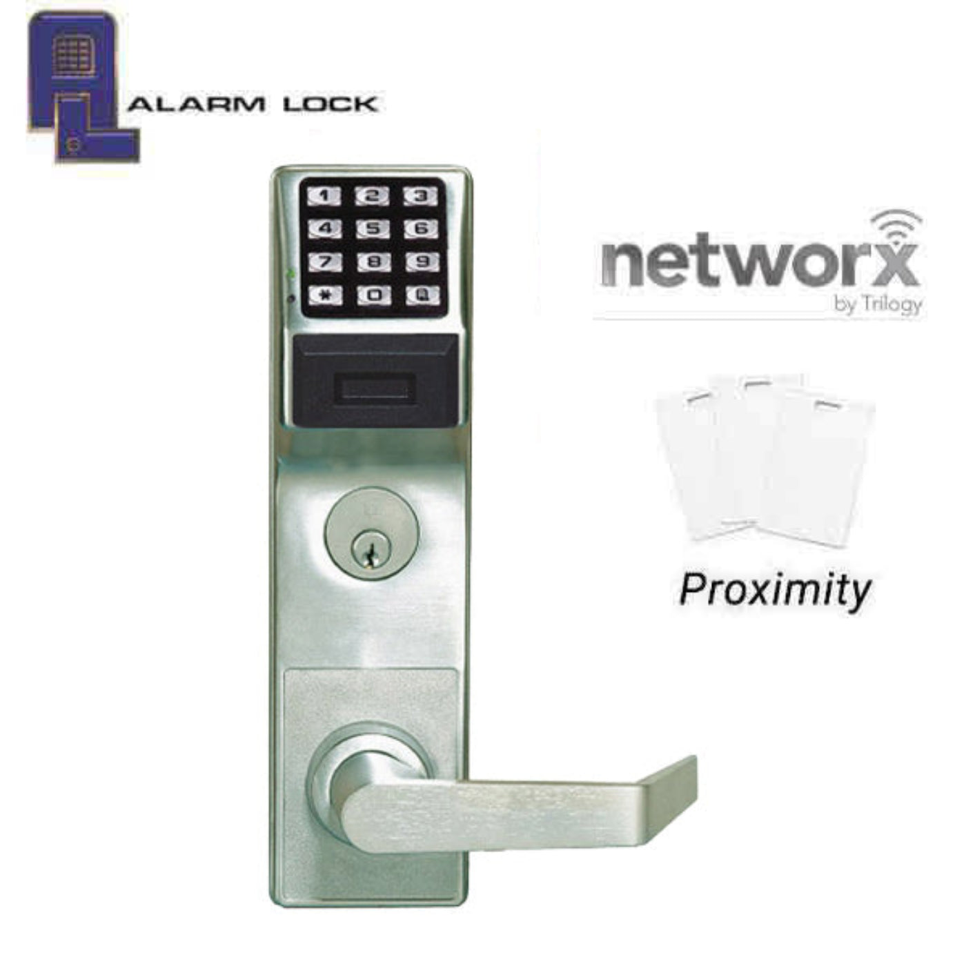 Alarm Lock Trilogy  Digital Mortise Lever Lock Keyless Prox / Pin Lock Straight - Networx - Classroom - (RH ) Satin Chrome - ALL-PDL6600CRR/26D