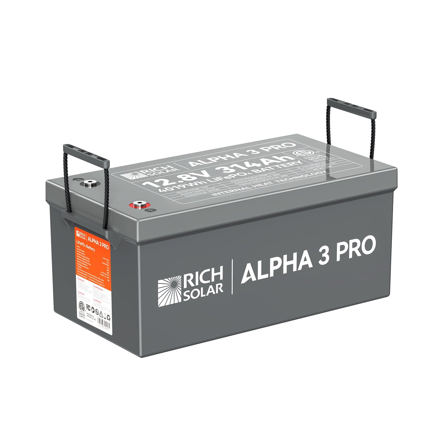 Rich Solar 3 PRO | 12V 314Ah LiFePO4 Battery | 8,000+ Cycles | Built-in Heater & Bluetooth | Lithium Battery for RV, Off-Grid, Cabin & Backup Power - RS-B123SP