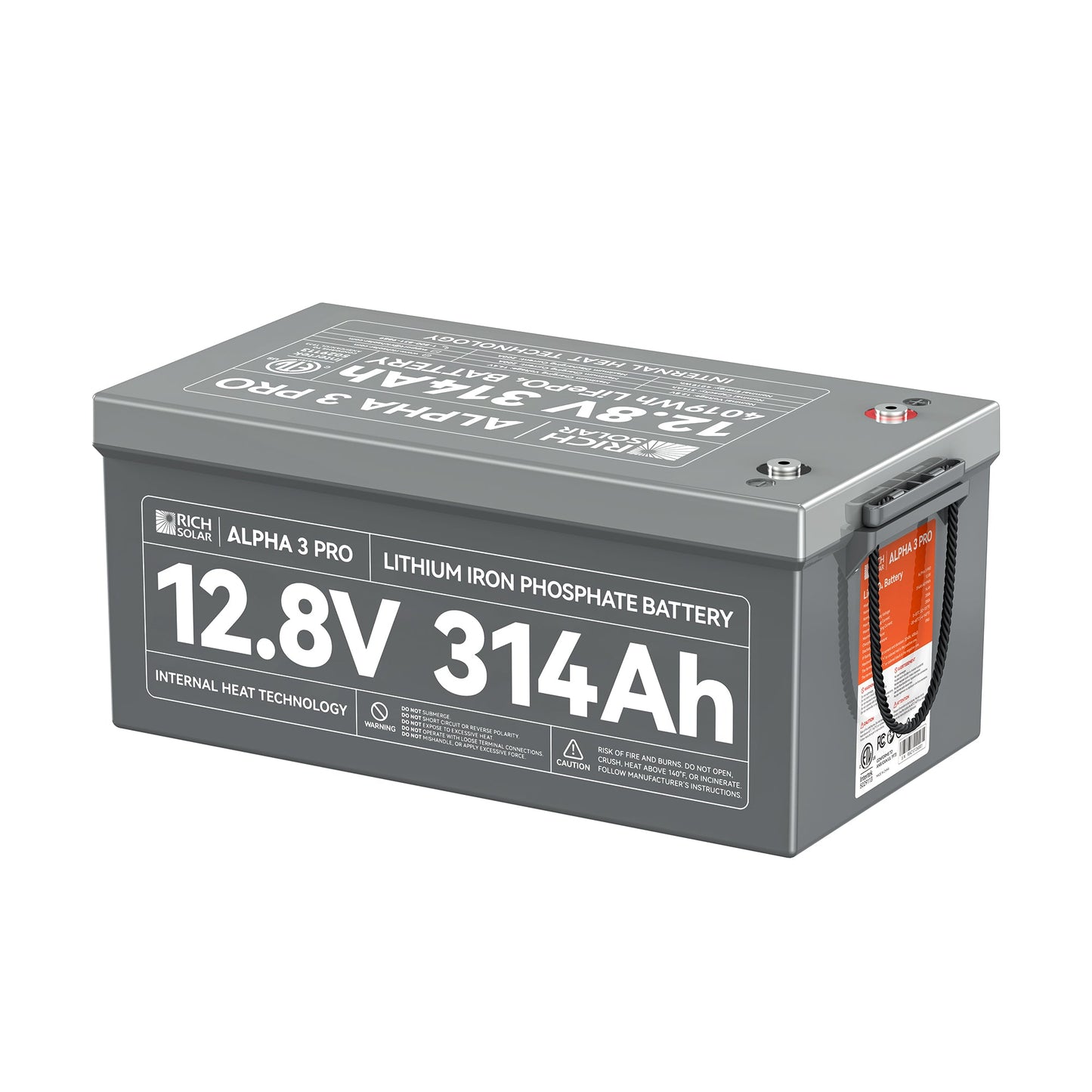Rich Solar 3 PRO | 12V 314Ah LiFePO4 Battery | 8,000+ Cycles | Built-in Heater & Bluetooth | Lithium Battery for RV, Off-Grid, Cabin & Backup Power - RS-B123SP