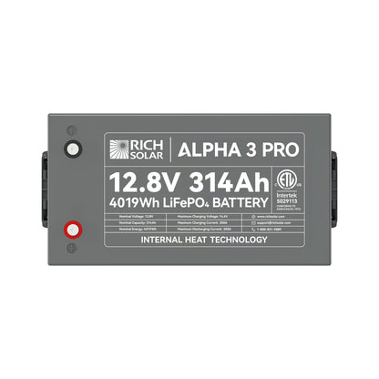 Rich Solar 3 PRO | 12V 314Ah LiFePO4 Battery | 8,000+ Cycles | Built-in Heater & Bluetooth | Lithium Battery for RV, Off-Grid, Cabin & Backup Power - RS-B123SP