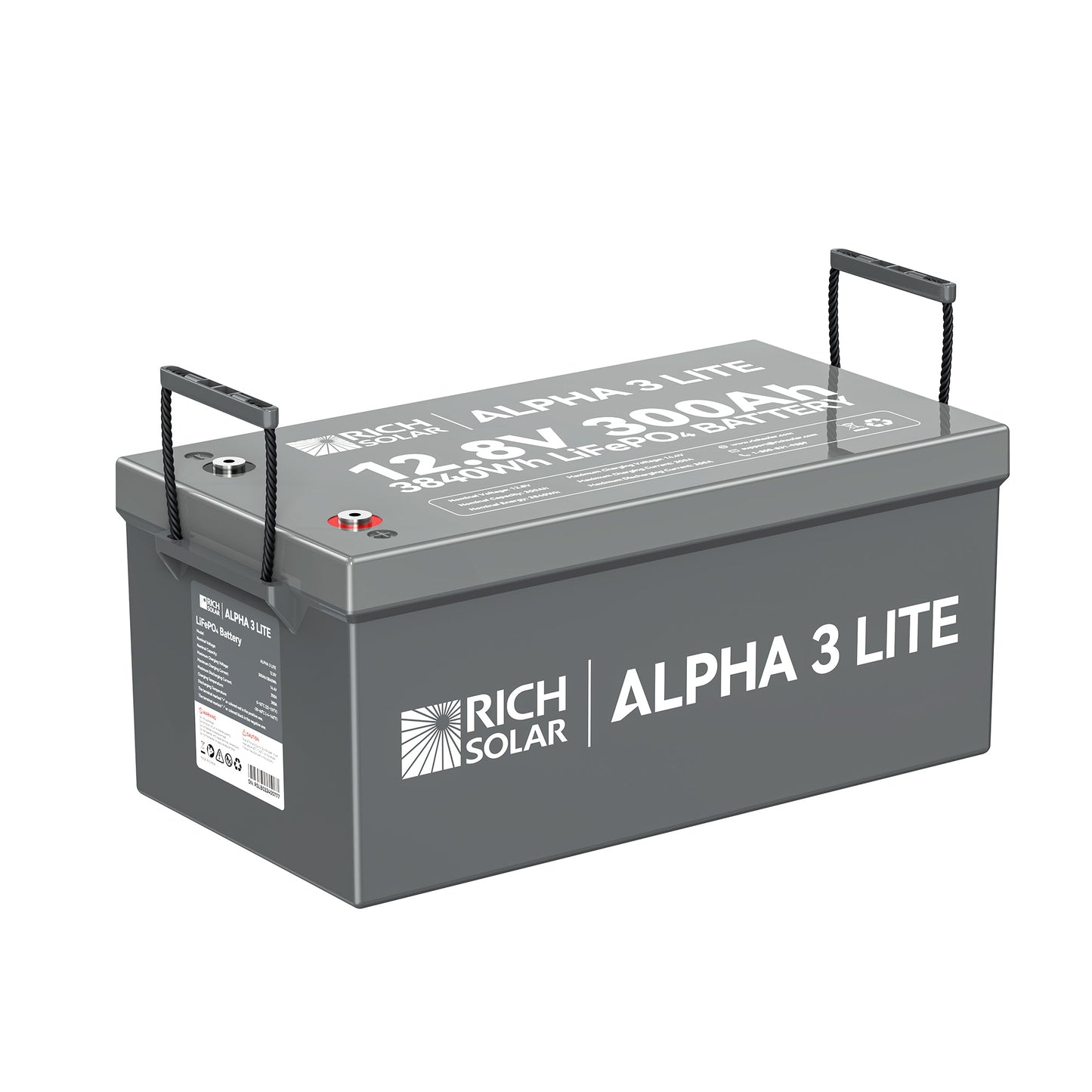 Rich Solar 3 LITE | 12V 300Ah LiFePO4 Battery | 12V Lithium Battery for RVs, Cabins, Off-Grid | 4,000 Lifetime Cycles - RS-B123