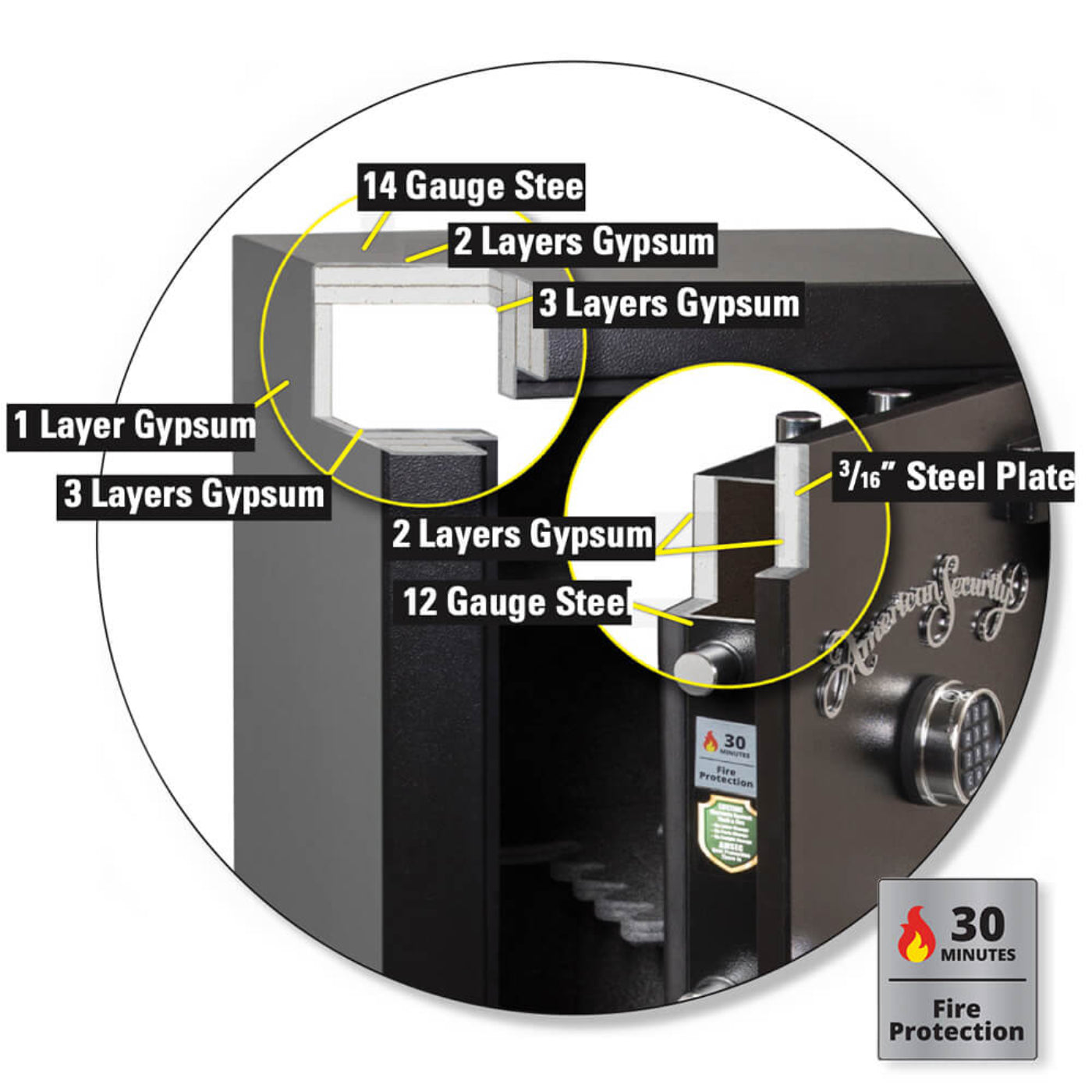 Liberty Safe AMSEC TF5924E5 American Security TF Gun Safe - AMG TF5924 Black Chrome