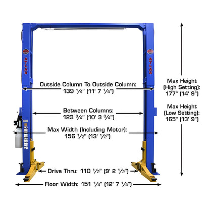 Atlas Platinum PVL12 ALI 12,000 lb Overhead 2 Post Lift - ATEAP-PVL12-FPD