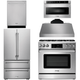 Thor Kitchen Appliance Package - 36 In. Propane Gas Range, Range Hood, Microwave Drawer, Refrigerator, Dishwasher, AP-TRG3601LP-C-5