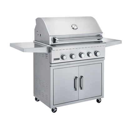 Broilmaster B-Series 32-Inch 4-Burner Premium Natural Gas Grill and Grill Cart in Stainless Steel - AP2-BSB324NLN