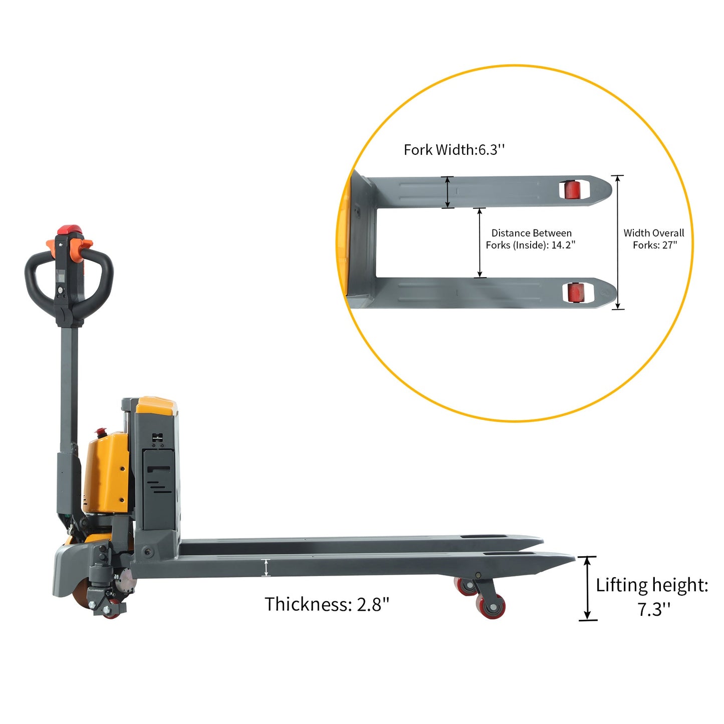 Apollolift Li-ion Powered Pallet Truck| 3300 lb| 48"x 27" Forks - A-103701