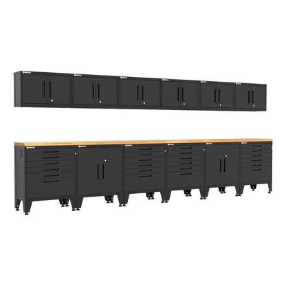 Armadillo Tough Black 14-Piece Garage Cabinet Configuration with Levelers - AR14PC103B