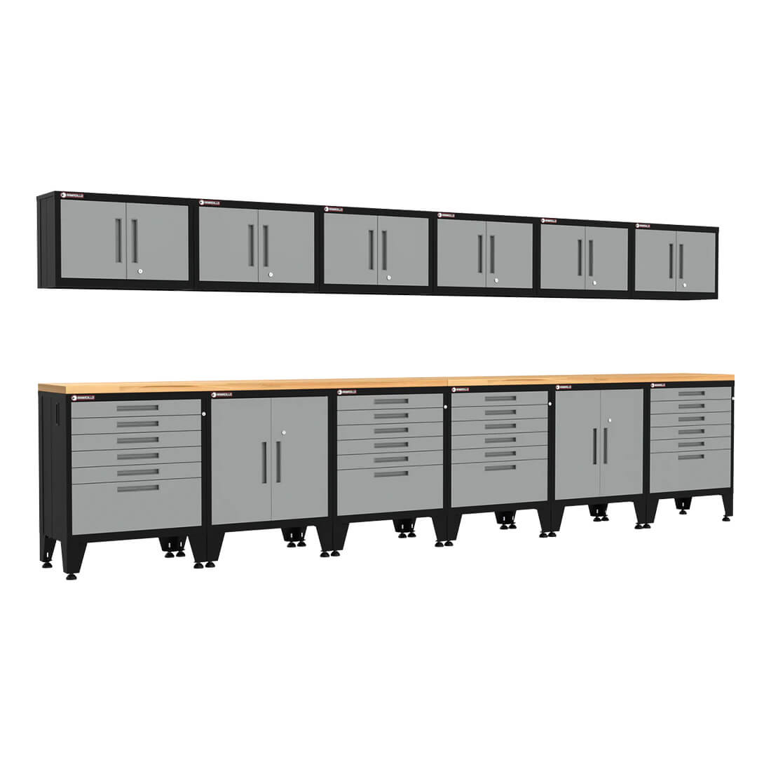 Armadillo Tough Grey 14-Piece Garage Cabinet Configuration with Levelers - AR14PC103G