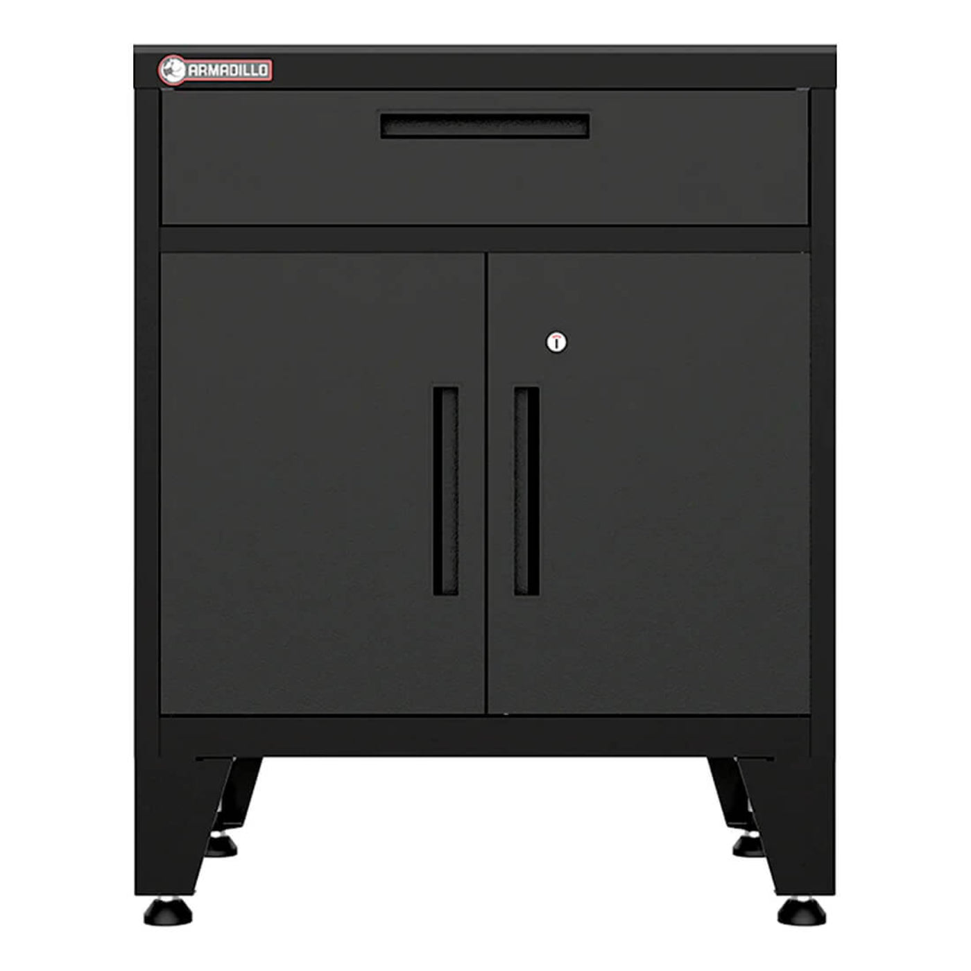 Armadillo Tough Black Multifunction Base Cabinet with Rubber Work Mat - AR1DR28BB
