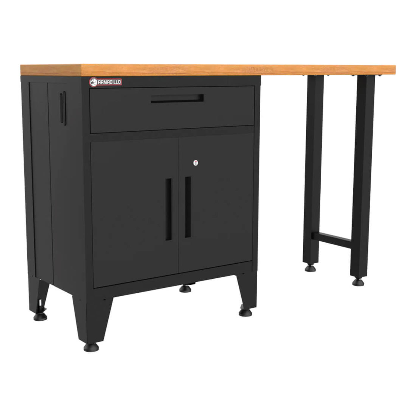 Armadillo Tough Black 2-Piece Garage Cabinet Set with Levelers - AR2PC1B