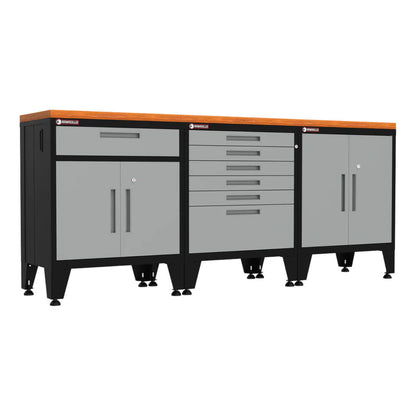 Armadillo Tough Grey 4-Piece Garage Cabinet Setup with Levelers - AR4PC11G