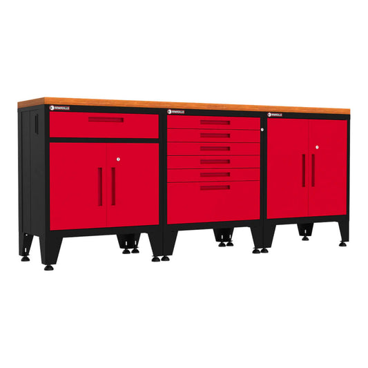 Armadillo Tough Red 4-Piece Garage Cabinet Setup with Levelers - AR4PC11R