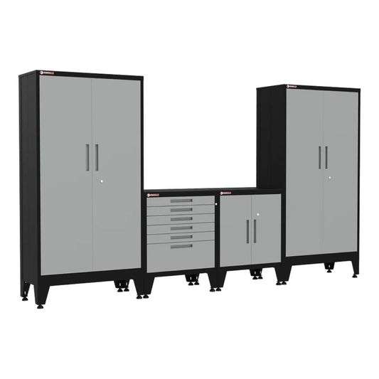 Armadillo Tough Grey 4-Piece Garage Cabinet Storage Combo with Levelers - AR4PC70G