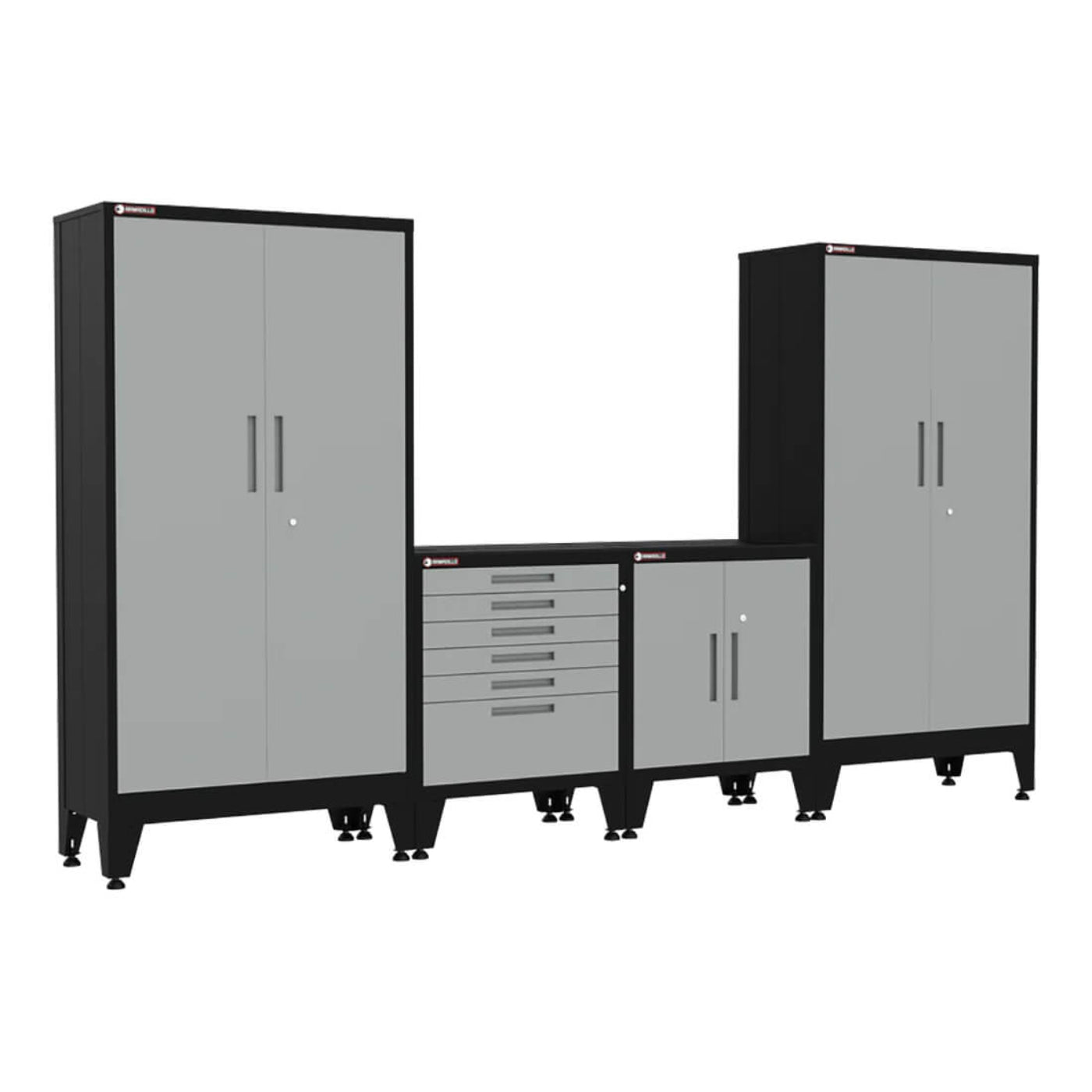 Armadillo Tough Grey 4-Piece Garage Cabinet Storage Combo with Levelers - AR4PC70G