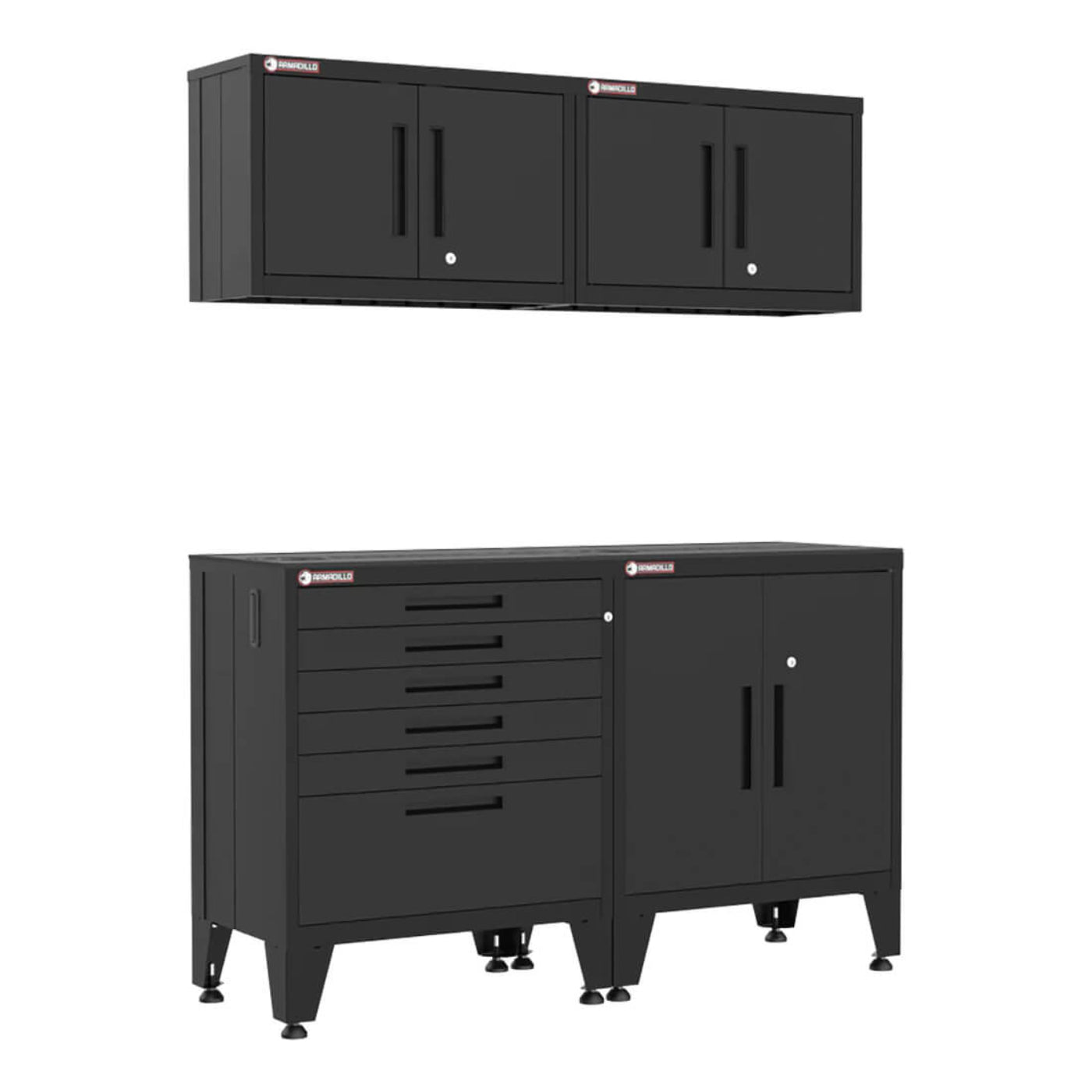 Armadillo Tough Black 4-Piece Garage Cabinet Storage Solution with Levelers - AR4PC74B