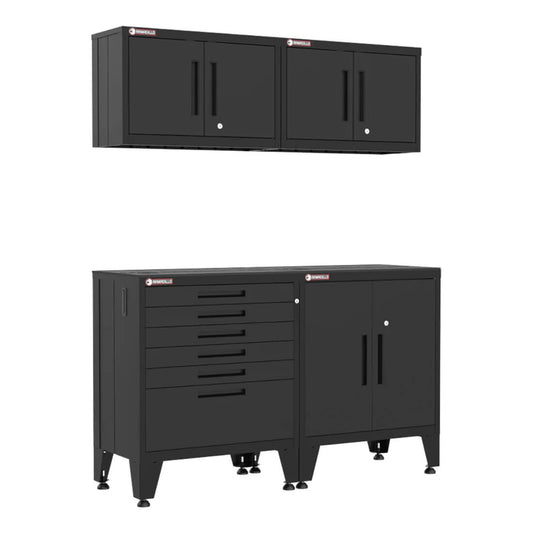 Armadillo Tough Black 4-Piece Garage Cabinet Storage Solution with Levelers - AR4PC74B