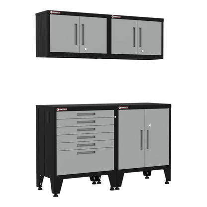 Armadillo Tough Grey 4-Piece Garage Cabinet Storage Solution with Levelers - AR4PC74G