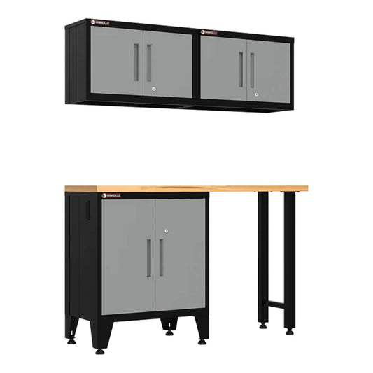 Armadillo Tough Grey 4-Piece Garage Cabinet Set with Leveling Feet - AR4PC85G