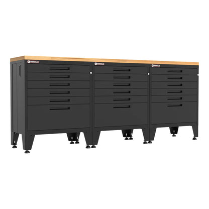 Armadillo Tough Black 4-Piece Garage Cabinet Setup with Leveling Feet - AR4PC87B