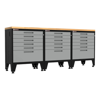 Armadillo Tough Grey 4-Piece Garage Cabinet Setup with Leveling Feet - AR4PC87G