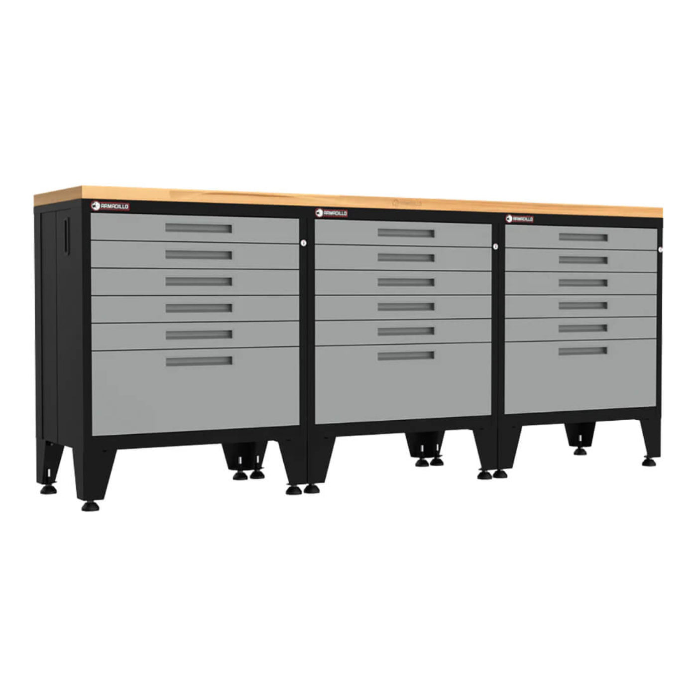 Armadillo Tough Grey 4-Piece Garage Cabinet Setup with Leveling Feet - AR4PC87G