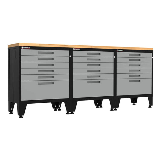 Armadillo Tough Grey 4-Piece Garage Cabinet Setup with Leveling Feet - AR4PC87G