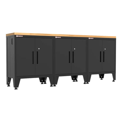 Armadillo Tough Black 4-Piece Garage Cabinet Kit with Leveling Feet - AR4PC88B